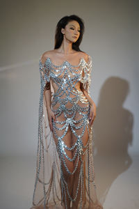 Abito da ballo per festa di compleanno con paillettes in Mesh Sexy abito da ballo abito da ballo Costume da scena per donne abito da sera per banchetti - Product Image 2