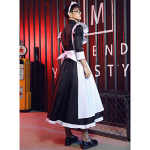 Costume de cosplay de femme de chambre, robe en dentelle lolita, vêtements noirs gothiques, <span class=keywords><strong>tenue</strong></span> de carnaval <span class=keywords><strong>pour</strong></span> hommes et femmes, noir et blanc - Product Image 4