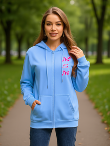 Sudadera con Capucha y Cierre de Cremallera para Mujer, con Diseño de Letras Bordadas, Bolsillos Delanteros, Estilo Casual para Otoño, 100% Algodón, Corte Regular - Product Image 2