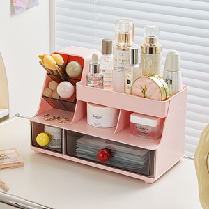 Organisateur de maquillage de bureau avec tiroirs, boîte de rangement pour soins de la peau, rouge à lèvres, papeterie, support cosmétique, étagère blanche multicouche - Product Image 5