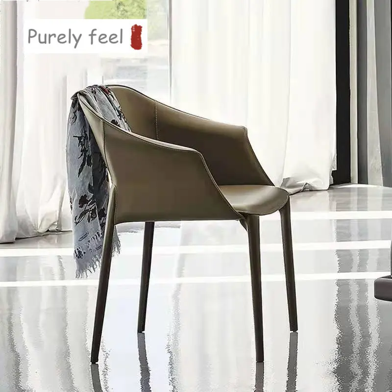 PurelyFeel เก้าอี้รับประทานอาหารหรูหราน้ำหนักเบา,เก้าอี้มีพนักพิงสำหรับครอบครัวที่เรียบง่ายเก้าอี้หนังแท้อานเก้าอี้เลานจ์