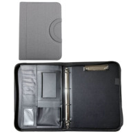 Diseño clásico A4 Bolsa para documentos Oficina Logotipo personalizado Carpeta de archivos de cuero PU Portafolio multifunción de negocios negro portátil
