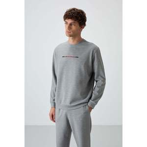 Conjunto Deportivo para Hombre en Algodón Gris Melange, Grueso, Suave, Texturizado, con Estampado - 85239 - Gb melange/gb melange - Product Image 3
