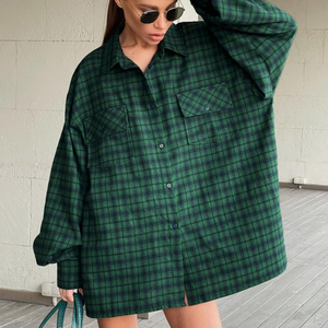 Enyami Otoño Primavera Blusas sueltas Mujeres Casual Ocio Plaid Impreso Camisas de manga larga de gran tamaño Señoras Tops sueltos Camisas - Product Image 1