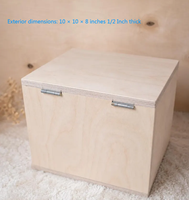 Boîte à souvenirs à charnières en contreplaqué brut, coffre de rangement pour loisirs créatifs, coffre à souvenirs en contreplaqué de bouleau avec poignées, caisse en bois de bouleau, boîte carrée en contreplaqué de bouleau
