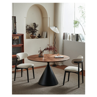 Mesa de Comedor Giratoria Moderna de Estilo Chino para Restaurantes, Fabricada con Madera y Metal Restaurados, Diseño Impermeable