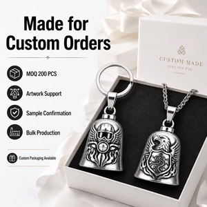 Porte-clés Pendentif <span class=keywords><strong>Moto</strong></span> Personnalisé avec Logo 3D en Relief, en Acier Inoxydable, Clochette de Protection pour Motard, Cadeau Accessoire - Product Image 6