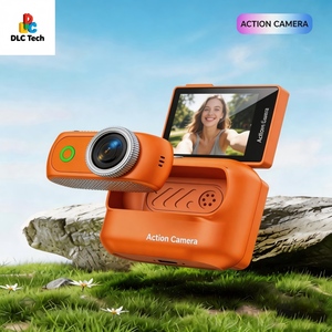Cámara de Acción DLC <span class=keywords><strong>con</strong></span> Soporte Magnético, Cámara Deportiva <span class=keywords><strong>con</strong></span> Pantalla Abatible, EIS Antivibración, WiFi, Control Remoto por Aplicación de Teléfono para Vlog, Casco de Bicicleta - Product Image 1