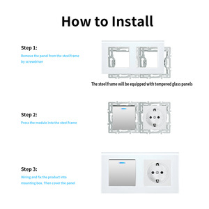 Ubaro Rocker Switch And Eu <b>Socket</b> 153*82*35mm Tempered Glass Panel <b>Single</b> Live Wire Control - Product Image 4