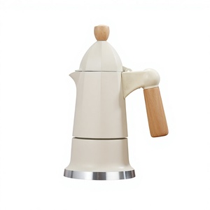 Cafetière Moka italienne à valve unique <span class=keywords><strong>avec</strong></span> poignée en bois, petite cafetière rétro style pagode, <span class=keywords><strong>machine</strong></span> à expresso légère et luxueuse pour la maison - Product Image 1