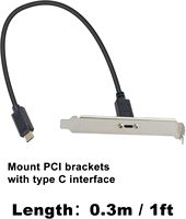 Câble d'extension USB 3.1 Type C 1ft court USB C 10Gbps 60W Gen2 câble de montage sur panneau à vis prise en charge des données de charge pour PC téléphone portable