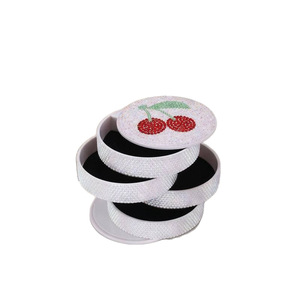 Boîte de rangement rotative pour bijoux, 4 étages, en plastique blanc, motif cerise, organisateur de bureau avec couvercle anti-poussière - Product Image 5