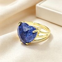 WT-R616 Bagues tendance et romantiques plaquées or 18 carats avec pierres précieuses naturelles colorées en forme de cœur facetté, comme cadeau d'anniversaire pour femme