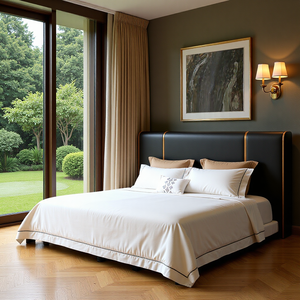 Parure de lit sur mesure en coton égyptien 200 fils, quatre pièces, pour lit de 2,0 m, couleur unie moderne, sans plis - Product Image 1