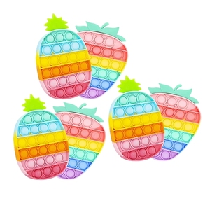 Pop IT Giocattoli antistress a forma di fragola e ananas, super colorati, in silicone, riutilizzabili per bambini - Product Image 1