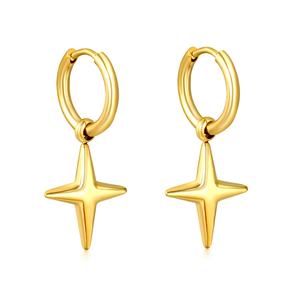 ต่างหูห่วงสแตนเลสสตีลสไตล์มินิมอลแฟชั่นขายส่ง ชุบทอง 18K เครื่องประดับกันน้ำ ต่างหูรูปดาวสำหรับผู้หญิง - Product Image 1