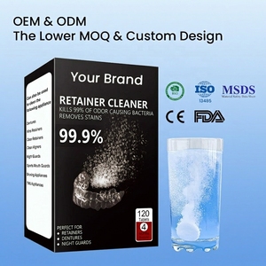 Tabletas Efervescentes para Limpieza de Dentaduras Postizas Registradas por la FDA, <span class=keywords><strong>Limpiador</strong></span> Diario Seguro para Retenedores - Product Image 1