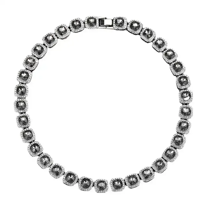 NL2068 grigio in lega di zucchero cubano collare de cadena para las mujeres los hombres 12mm moda Negro Cristal Charm