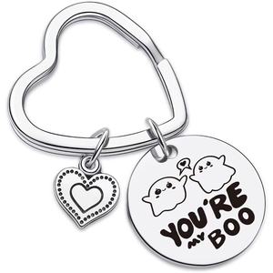 Llavero de Acero Inoxidable con Forma de Corazón y Redondo, 'You're My Boo', para Regalo del Día de San Valentín - Product Image 1