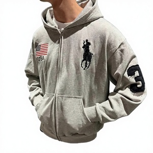 WX730625 Unisex <b>Extra</b> <b>Large</b> Round Neck Anti-Shrink Knitted 100% Cotton Lined Embroidered Summer Casual Sports Hoodie - Product Image 3