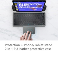 Nouveau clavier sans fil avec support en cuir PU, pavé tactile caché, clavier portable mini pliable pour tablette, ordinateur portable, USB Type C