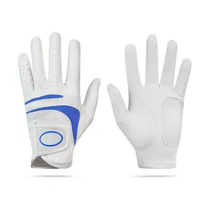 Venta al por mayor de guantes de golf con logotipo personalizado Cabretta cómodo transpirable antideslizante Pu cuero blanco guantes de golf para hombre y mujer