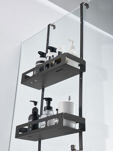 Modern Design Foldable Black <strong>Shower</strong> Rack Space-Saving Bathroom <strong>Storage</strong> Organizer Hooks Basket for Corner Mounted <strong>Shower</strong>/Bathtub - Product Image 4