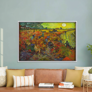 Elegant Van Gogh 'Red Vineyard' Printed <b>Canvas</b> Artwork - Home Decor,WHITE <b>FRAMED</b> <b>CANVAS</b> - Product Image 3