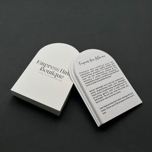 Tarjeta de agradecimiento con forma de arco troquelada a medida, tarjeta de instrucciones para el cuidado de extensiones de cabello con forma arqueada, logotipo impreso personalizado - Product Image 2