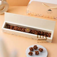 Logo personnalisé arabe luxe boulangerie pâtisserie dessert rectangulaire blanc carton chocolat dattes délice boîte sucrée avec sac à emporter