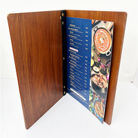Penyangga Menu Kayu Walnut A4 Multi Daun, Stand Meja Putar, Display Restoran Kafe
