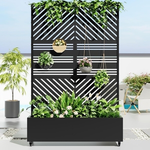 Metal Screen Flower Box Rectangular Block Galvanized Steel Flower Box <strong>Garden</strong> <strong>Plant</strong> Planting <strong>Trough</strong> - Product Image 2
