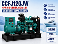Groupe électrogène marin SCDC CCFJ120JW 120 kW de puissance électrique pour système d'alimentation embarqué 6CTA8.3-GM175 1800 tr/min Groupe électrogène diesel