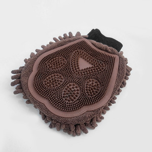 Gant de toilettage pour animaux Yunhai 25x19cm en chenille et caoutchouc, brosse de massage pour le soin du pelage des chiens, gants de soin pour l'élimination des poils et la peau - Product Image 1