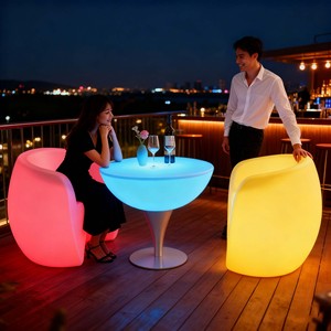 Meubles LED modernes pour événements, chaise de bar et table de bar haute avec lumière LED, mobilier professionnel pour fêtes - Product Image 1