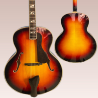 Guitare acoustique artisanale en érable massif avec touche en ébène, instrument de jazz, fabrication sur mesure par luthier, prêt à être expédié
