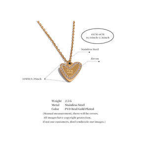 Collier pendentif en acier inoxydable exquis JINYOU 4096 avec zircon en forme de cœur, amour, tu es aimé, souhaits, porte-bonheur, pour femmes, bijoux de mode, cadeau - Product Image 6