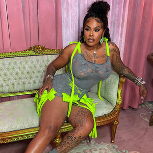 King Mcgreen Star Lace See Through Package Hip Mini vestido de mujer Trim Party vestido Sexy Coquette Bow Ribbon Sheer vestidos Clubwear - Product Image 4