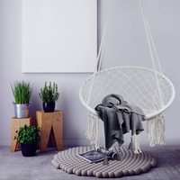 Fauteuil suspendu WOQI, faible MOQ, en coton tressé, maille tricotée, macramé, avec kit de suspension et chaîne