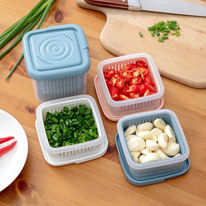 Double-layer Refrigerator <b>Storage</b> <b>Box</b> Ginger Scallion Onion Containers Sealed Fruits Vegetables Drain Crisper Kitchen Supplies - Product Image 3