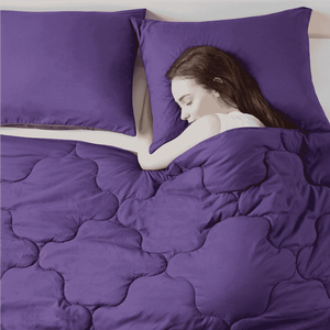 カスタムカラー両面キルトセット快適な寝具の代わりに軽量ダウンパープルカーボンブラックベッド3ピースセット - Product Image 4