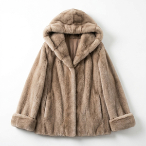 Giacca Invernale da Donna in <span class=keywords><strong>Visone</strong></span> Naturale Argento <span class=keywords><strong>Blu</strong></span> Zaffiro, Casual, Antivento, Tinta Unita, con Cappuccio Integrato e Polsini Reversibili in Poliestere - Product Image 5