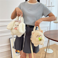 Sac bandoulière en peluche DHF en forme d'avocat, chat ou lapin, sac à main doux en forme d'animal en peluche pour filles et enfants, idéal pour un usage quotidien ou comme cadeau de fête