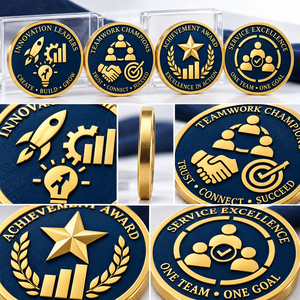 Medallas de Premio por Innovación y Trabajo en Equipo de Aleación de Zinc Chapadas en Oro con Soporte Acrílico OEM ODM - Product Image 3