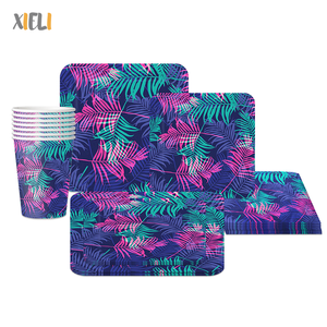 Ensemble D'Assiettes En Papier Jetables Écologiques Feuilles De Palmier Tropicales Colorées Ensemble De Vaisselle De Fête D'Été - Product Image 2
