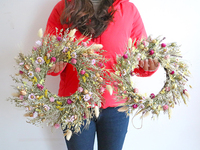 Guirlande de fleurs séchées artificielles pour Noël, décoration de porte d'entrée, Thanksgiving, Saint-Valentin, décoration murale
