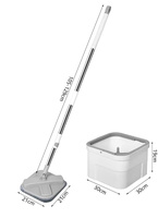 Ensemble serpillière et seau avec essoreuse, serpillière plate en microfibre, nettoyage des sols mains libres pour la maison, la cuisine, la salle de bain et le bureau