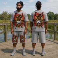 Ensemble 2 pièces t-shirt et short pour homme en coton 100% 380 GSM, respirant, de haute qualité, imprimé sur mesure, style tissé, idéal pour l'été