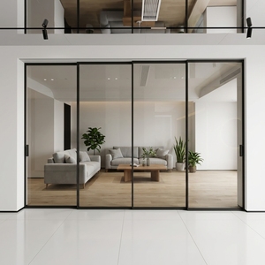 Puerta Corredera de Aluminio Delgada con Cristal Panorámico de Piso a Techo, Panel Grande, Aislamiento Térmico, Insonorización, Diseño Interior y Exterior - Product Image 1