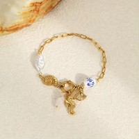 Bracelet Gaovo d'été en perles d'océan, en acier inoxydable, avec pendentifs coquillage et hippocampe, bijoux vintage tendance pour femme